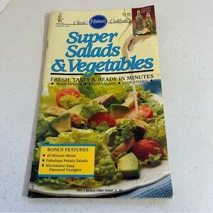 💥5/$25 Vintage Pilsbury super salads and vegetables paperback cookbook 1988